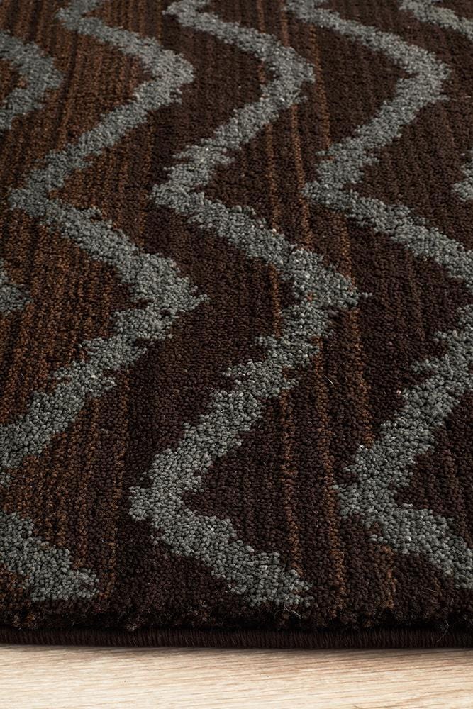 Moroccan Style Chevron Design Brown Grey Rug - Image 6