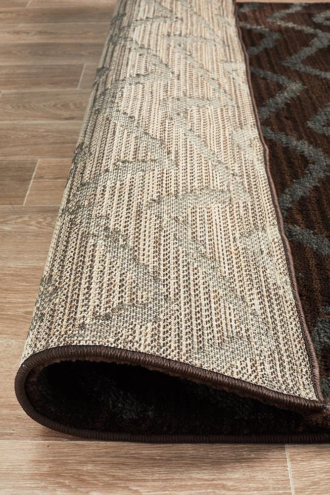 Moroccan Style Chevron Design Brown Grey Rug - Image 8