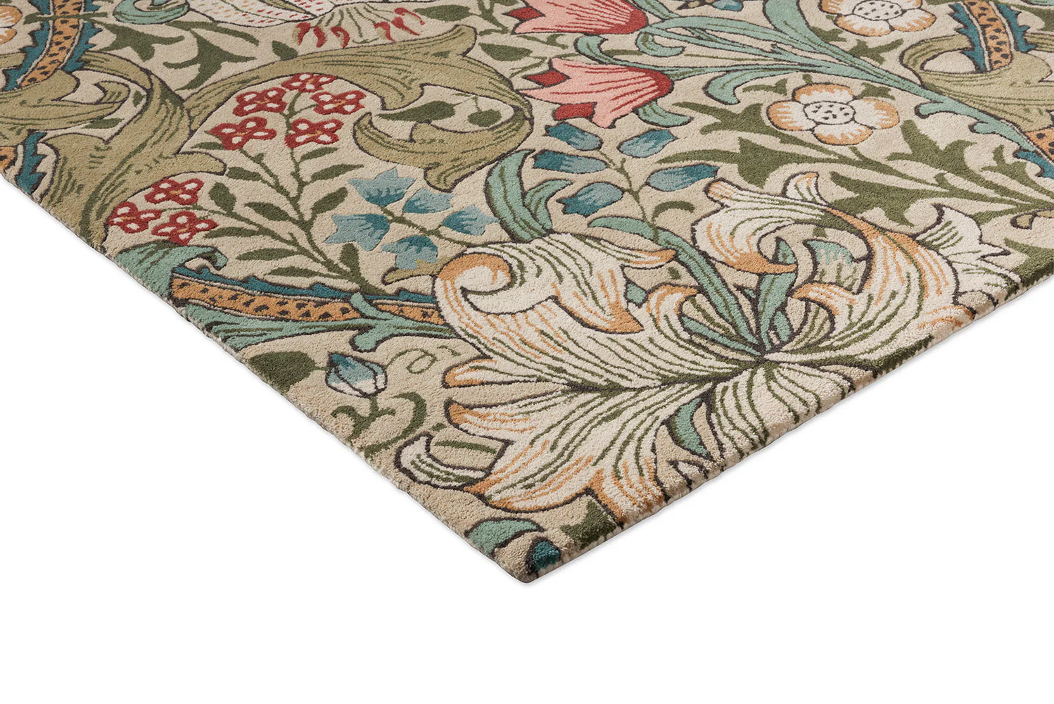 Morris & Co Golden Lily Green - Red 130107 Rug - Image 7