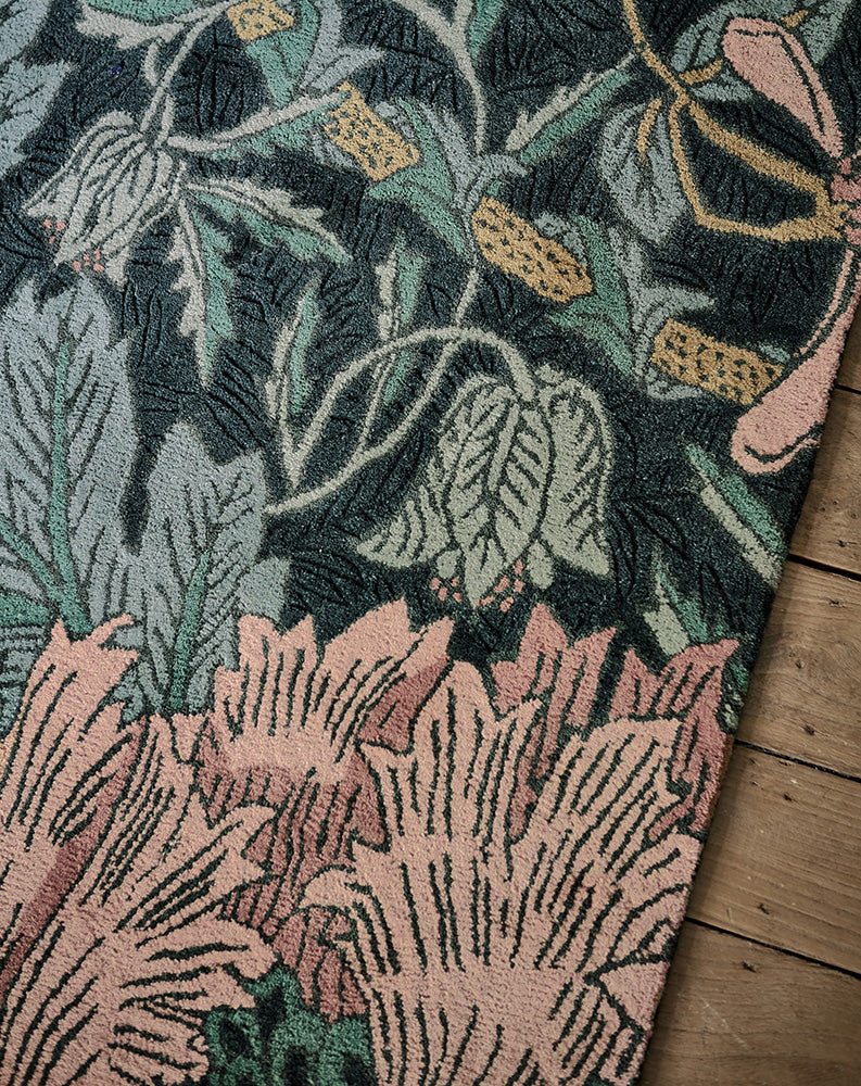 Morris & Co Honeysuckle & Tulip Teal 130407 Rug - Image 6
