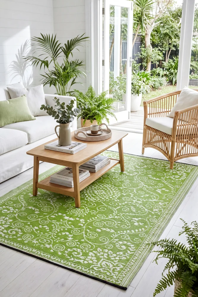 Murano Green Reversible Outdoor Rug - Image 3