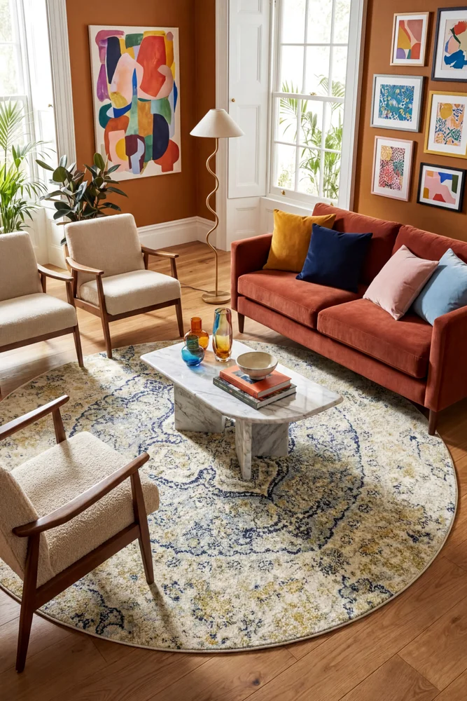 Museum Tyler Sky Blue Round Rug - Image 2