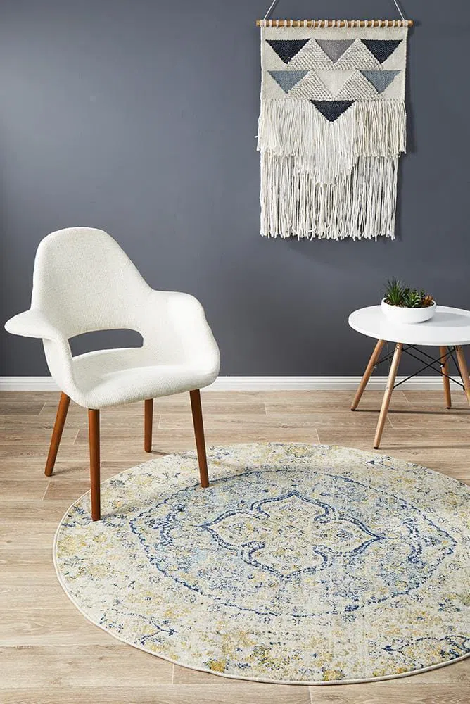 Museum Tyler Sky Blue Round Rug - Image 3