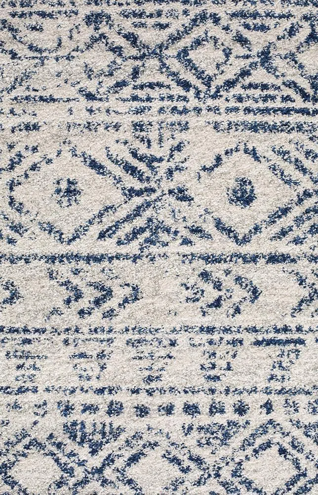 Oasis Ismail White Blue Rustic Round Rug - Image 5