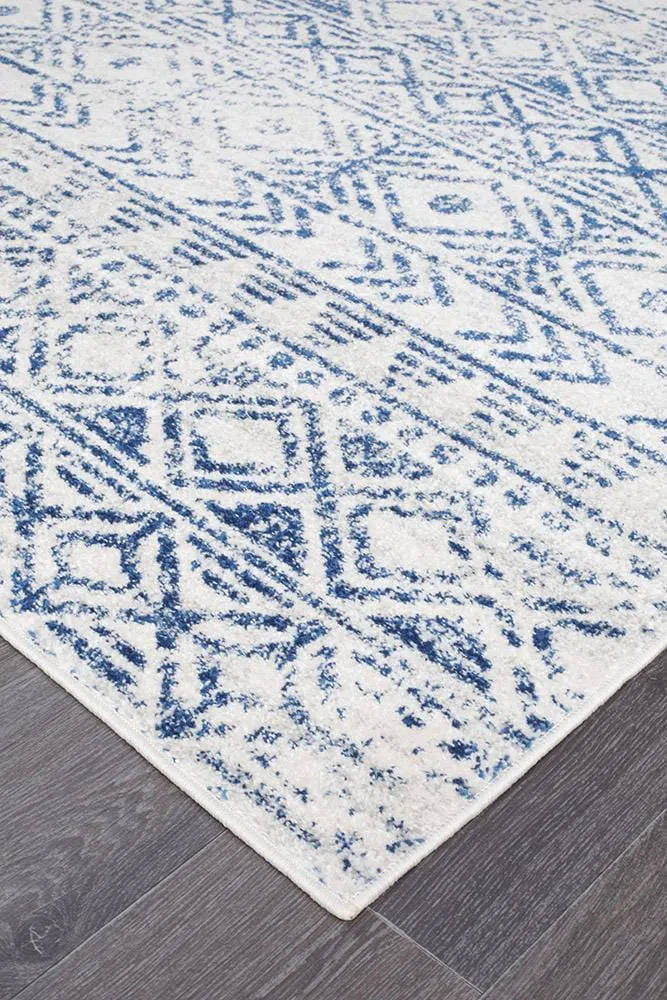 Oasis Ismail White Blue Rustic Rug - Image 4