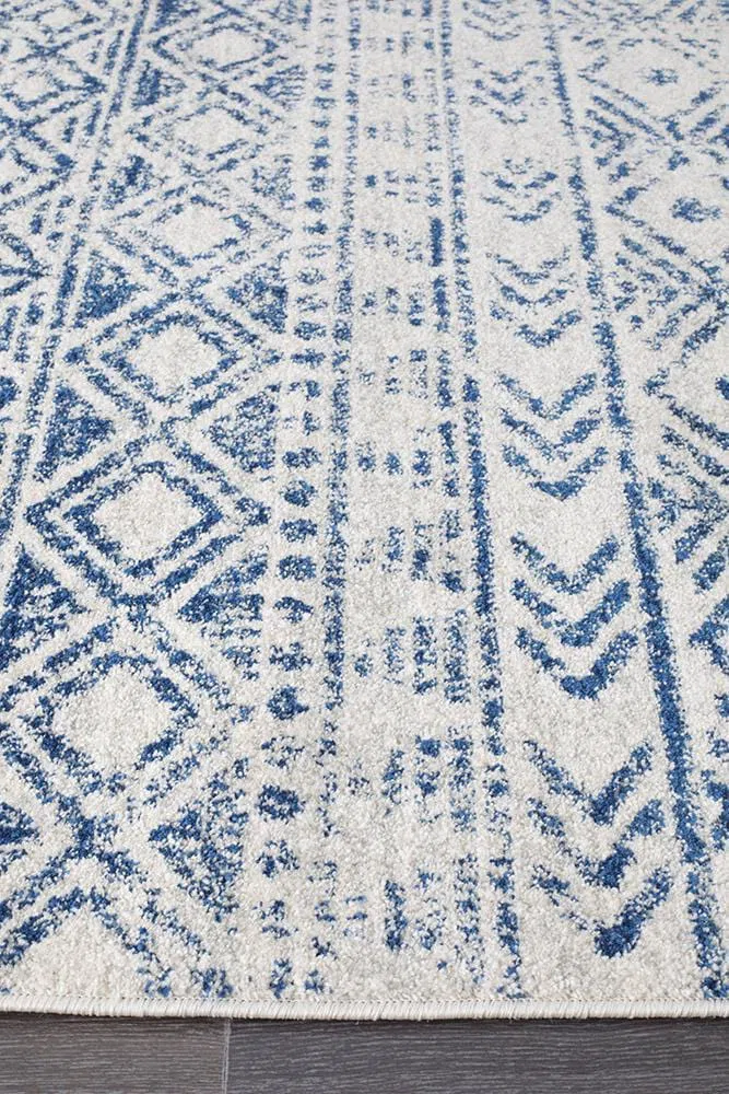Oasis Ismail White Blue Rustic Rug - Image 5
