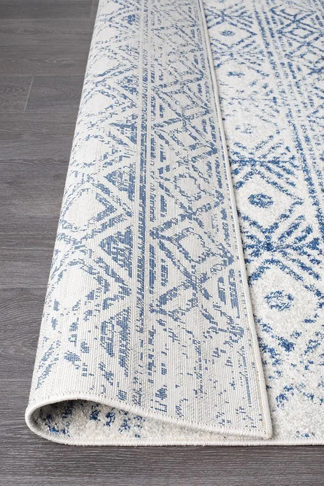 Oasis Ismail White Blue Rustic Rug - Image 7