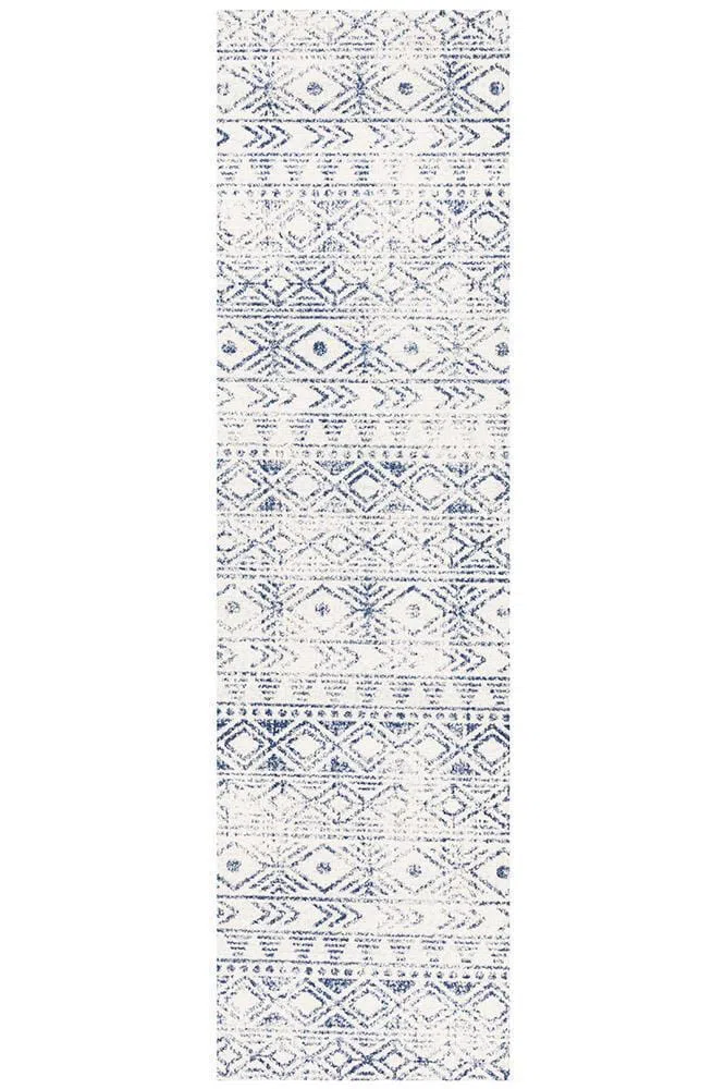 Oasis Ismail White Blue Rustic Rug - Image 8
