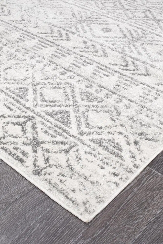 Oasis Ismail White Grey Rustic Rug - Image 4