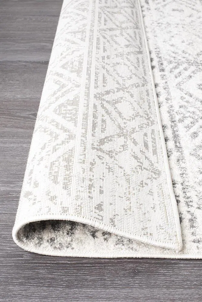 Oasis Ismail White Grey Rustic Rug - Image 7