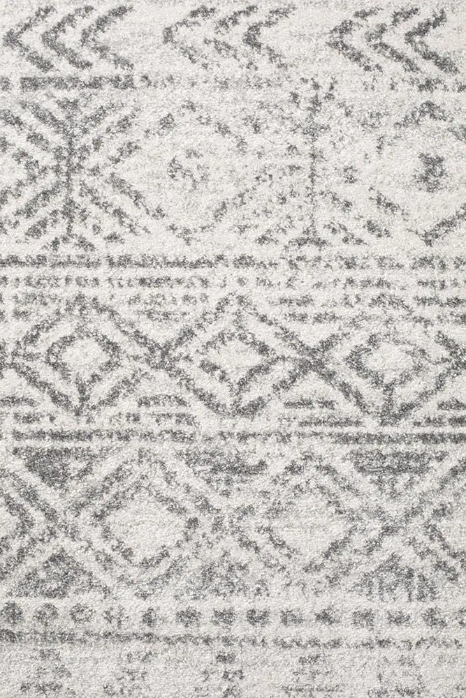 Oasis Ismail White Grey Rustic Runner Rug - Image 6
