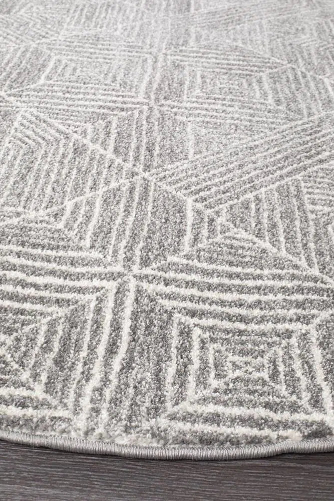 Oasis Kenza Contemporary Silver Round Rug - Image 4