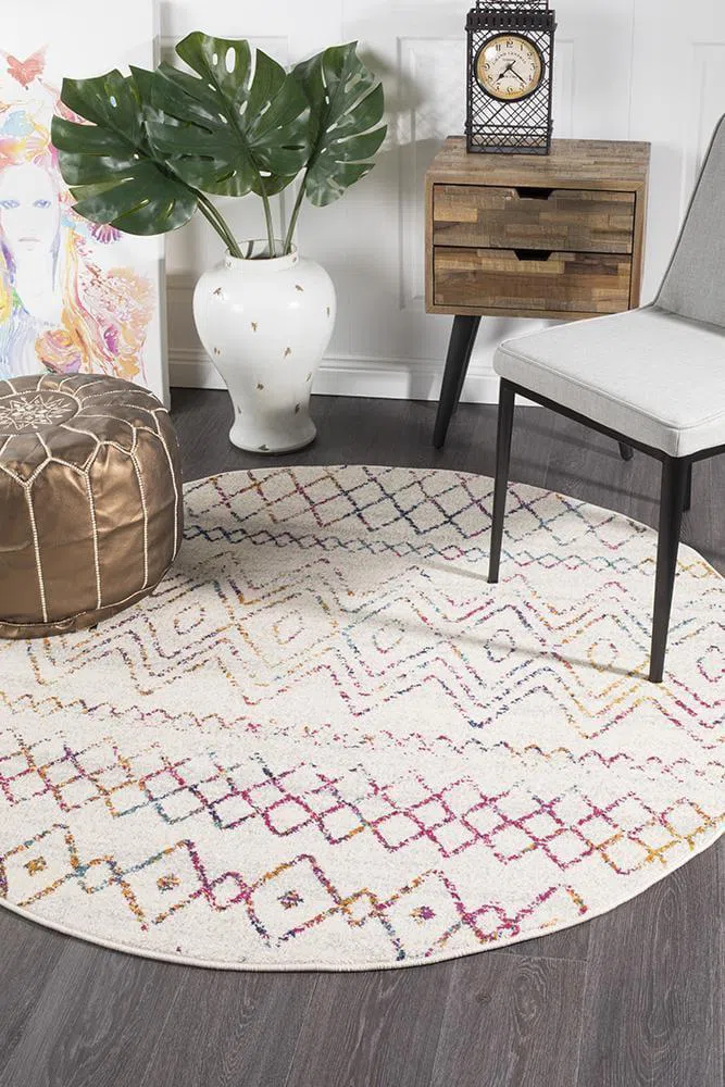 Oasis Nadia Multi Rustic Tribal Round Rug - Image 3