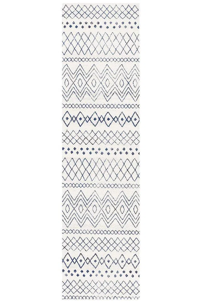 Oasis Nadia White Blue Rustic Tribal Rug - Image 8