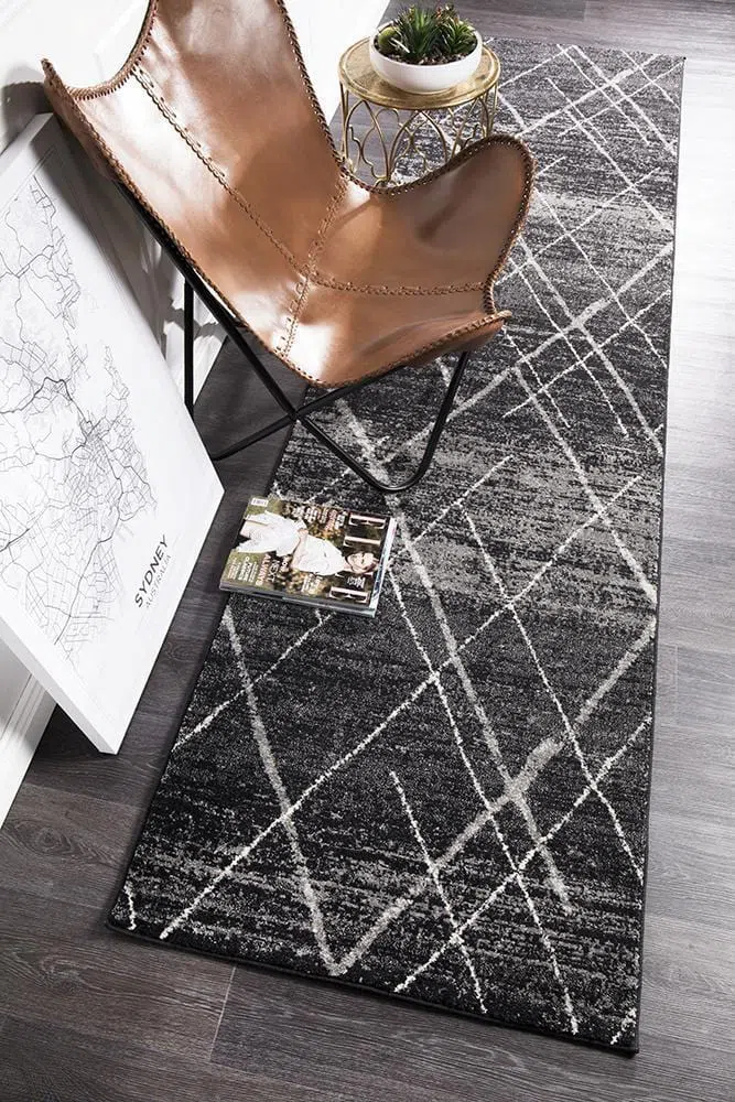 Oasis Noah Charcoal Contemporary Runner Rug - Image 3