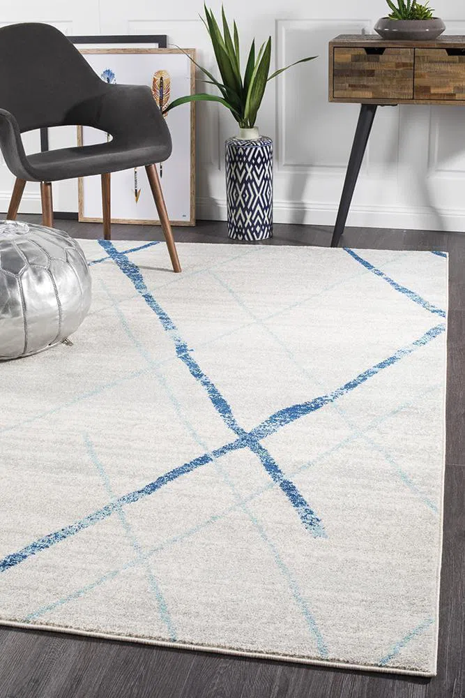 Oasis Noah White Blue Contemporary Rug - Image 3