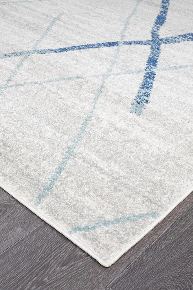 Oasis Noah White Blue Contemporary Runner Rug - Image 4