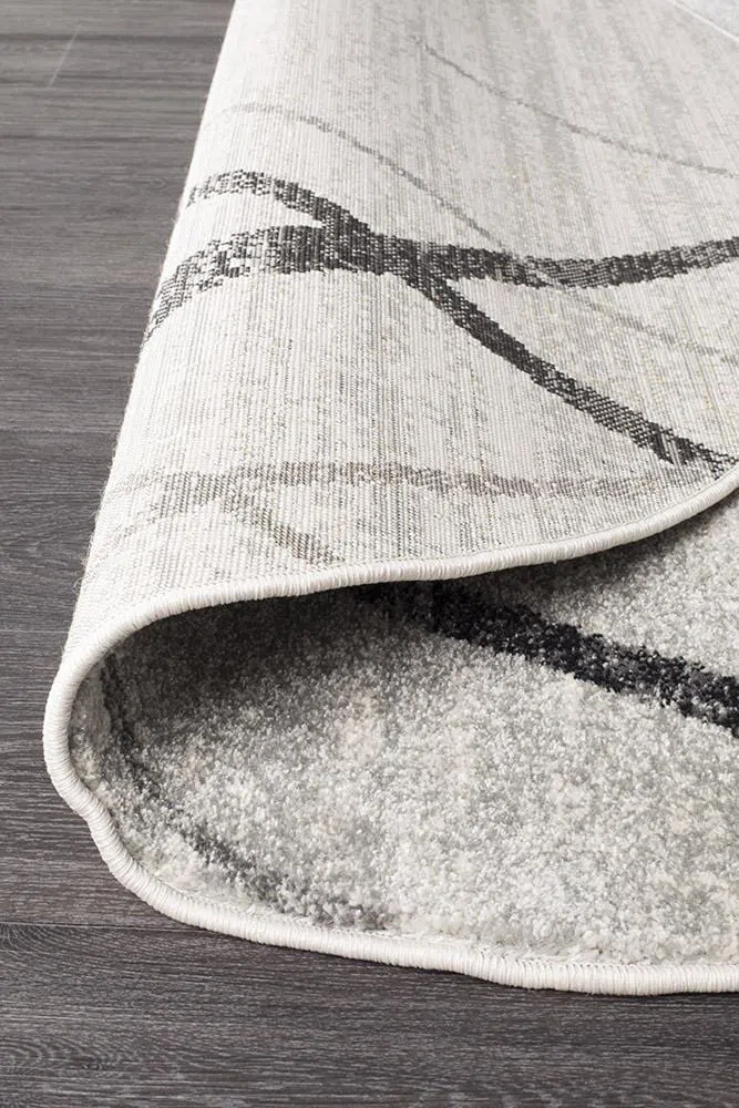Oasis Noah White Grey Contemporary Round Rug - Image 6