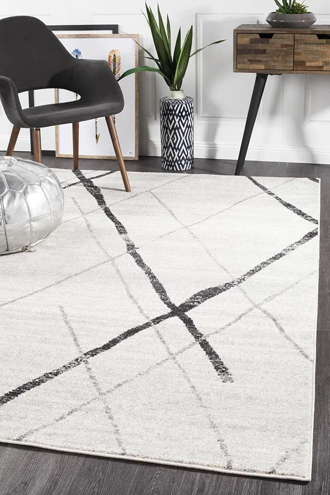 Oasis Noah White Grey Contemporary Rug - Image 3