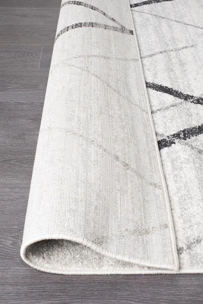 Oasis Noah White Grey Contemporary Runner Rug - Image 7