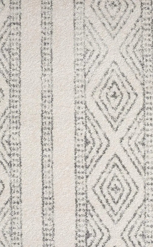 Oasis Salma White And Grey Tribal Rug - Image 6