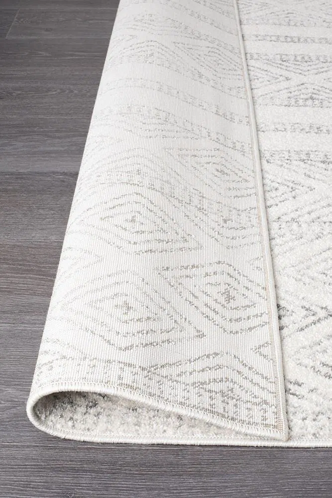 Oasis Salma White And Grey Tribal Rug - Image 7