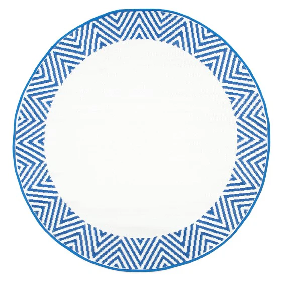 Olympia Blue Reversible Round Outdoor Rug - Image 4