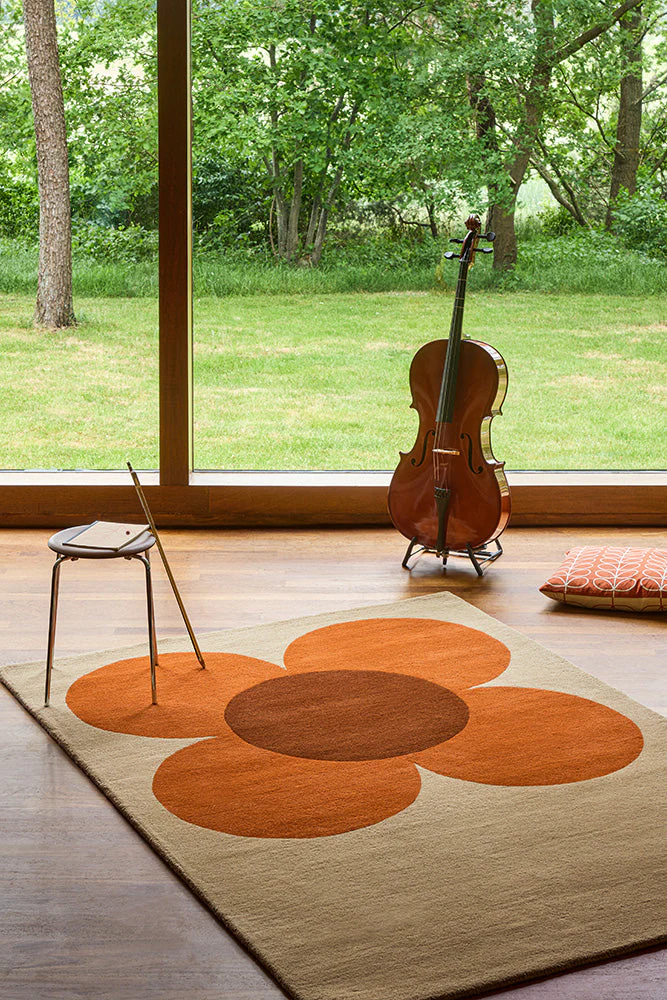 Orla Kiely Flower Placement Pumpkin - Ecru 158203 Rug - Image 2