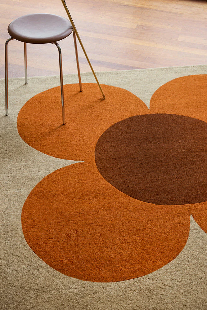 Orla Kiely Flower Placement Pumpkin - Ecru 158203 Rug - Image 3