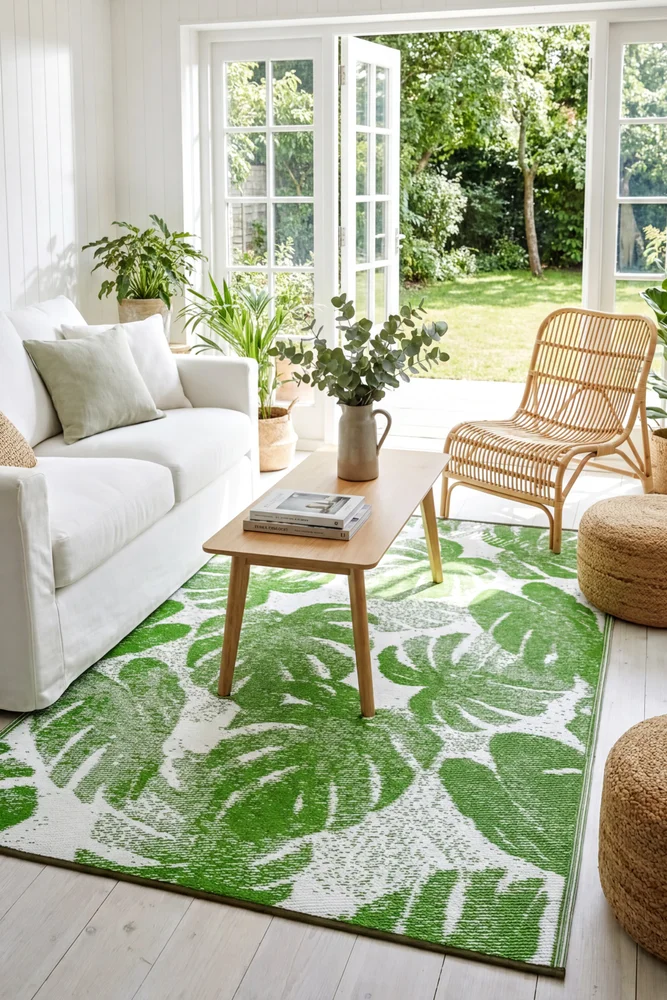 Panama Green Reversible Outdoor Rug - Image 3