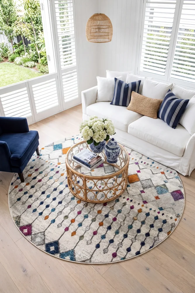 Peggy Tribal Morrocan Style Multi Round Rug - Image 2