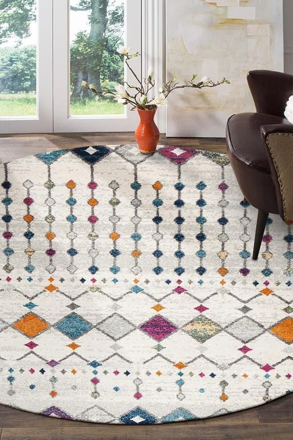 Peggy Tribal Morrocan Style Multi Round Rug - Image 3