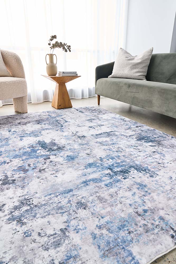 Revive Cato Blue Washable Rug - Image 3