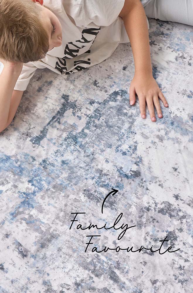 Revive Cato Blue Washable Rug - Image 9