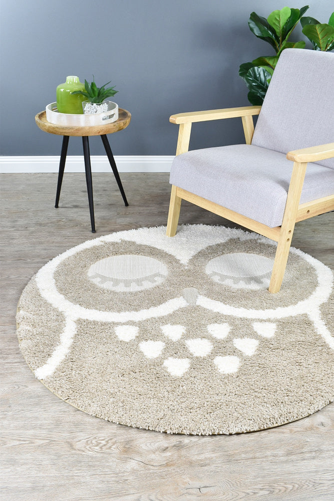 Mr&Mrs Owl 527 Beige Round Rug - Image 9