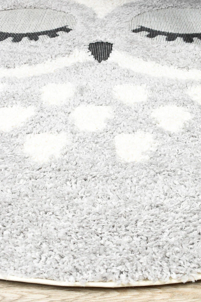 Mr&Mrs Owl 527 Grey Round Rug - Image 8