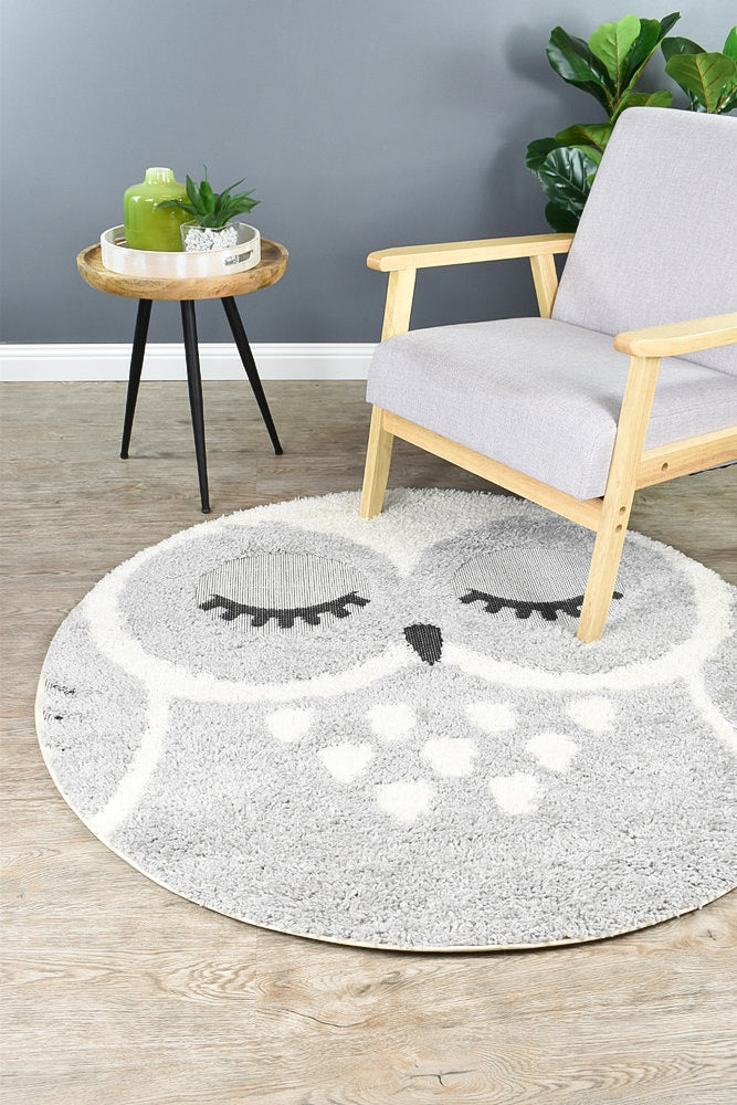 Mr&Mrs Owl 527 Grey Round Rug - Image 9