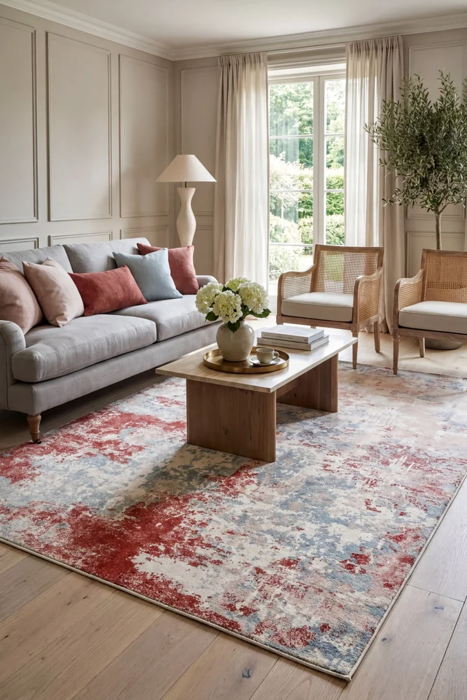 Roorkee Red Machine Washable Rug - Image 2