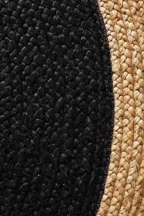 Round Jute Natural Rug Black - Image 6