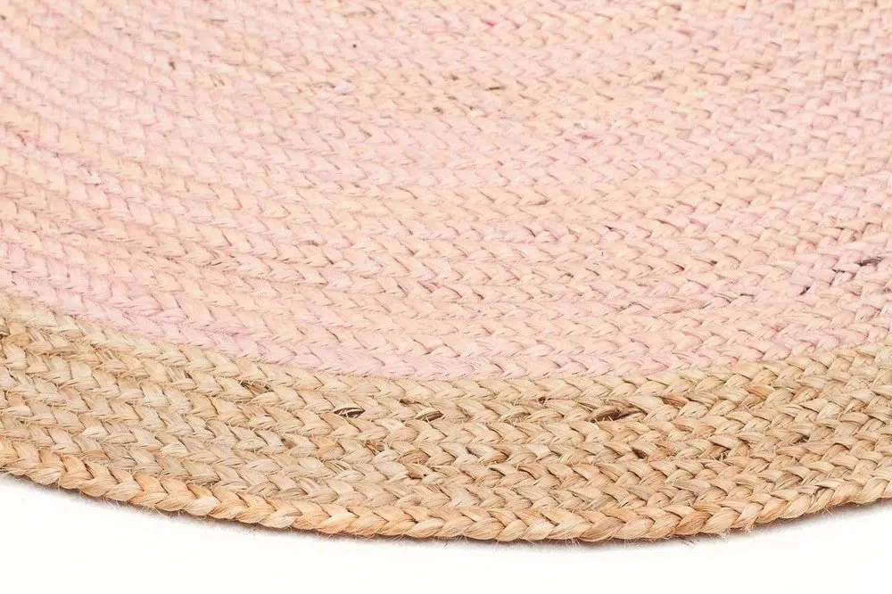 Round Jute Natural Rug Pink - Image 4