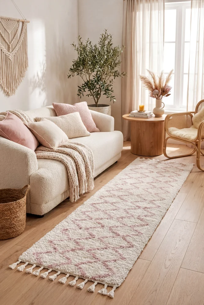 Saffron 11 Pink Runner Rug