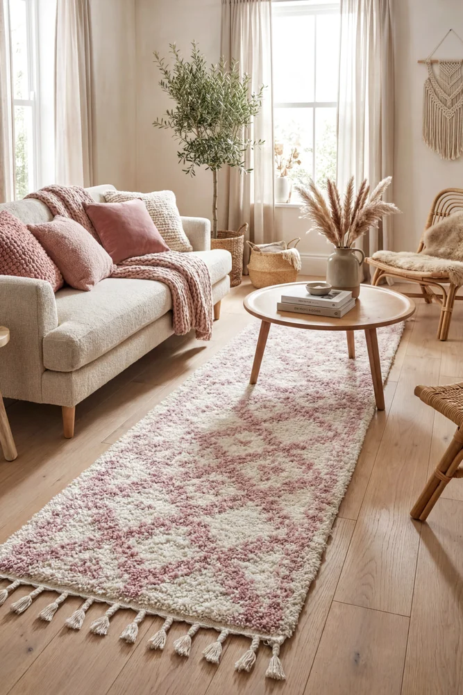 Saffron 33 Pink Runner Rug