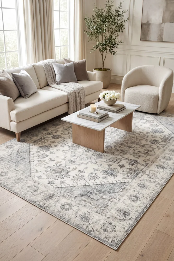 Santiago Grey Machine Washable Rug - Image 2