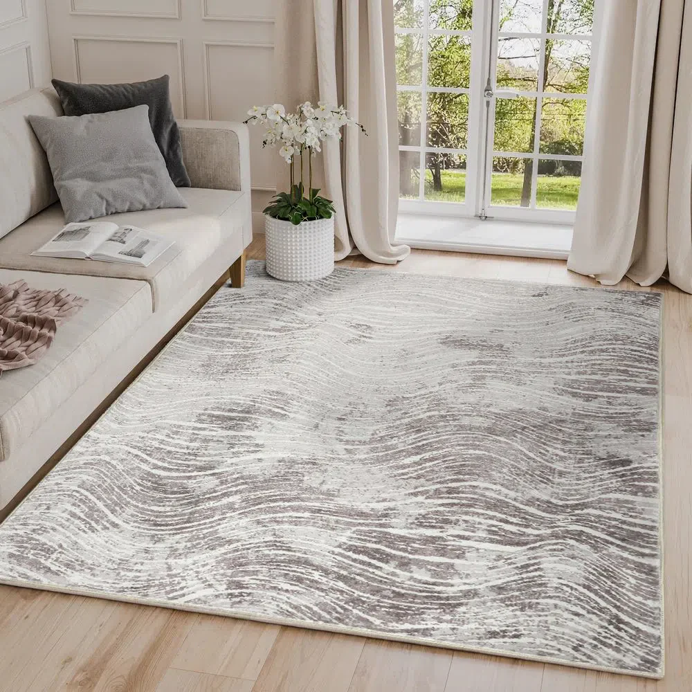 Shikhar Beige Machine Washable Rug - Image 3