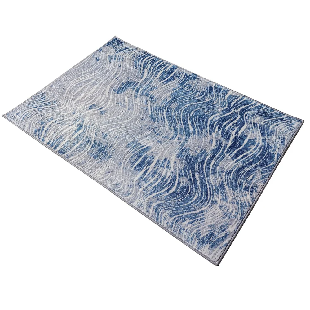 Shikhar Blue Machine Washable Rug - Image 4