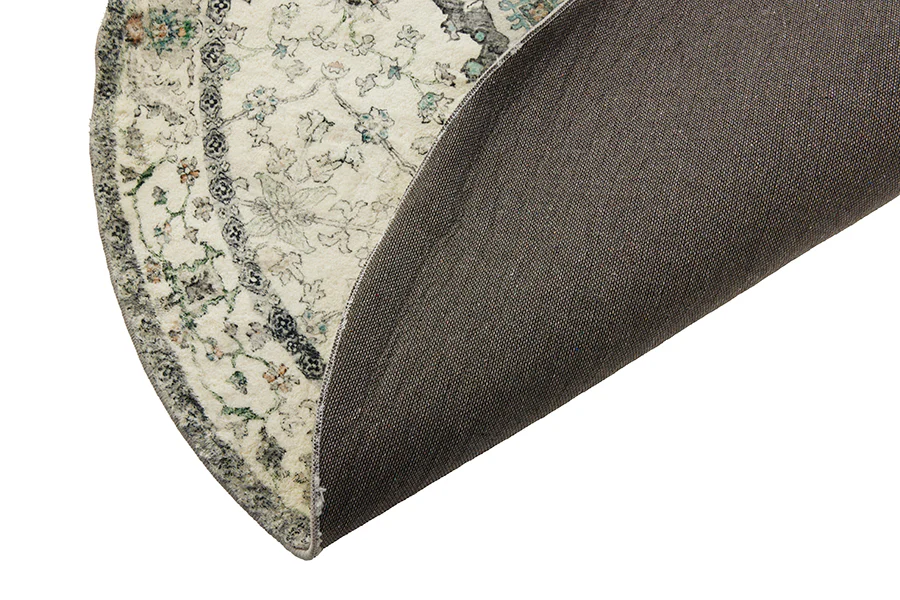 Susa Ivory Multicolour Traditional Distressed Round Rug - Image 5
