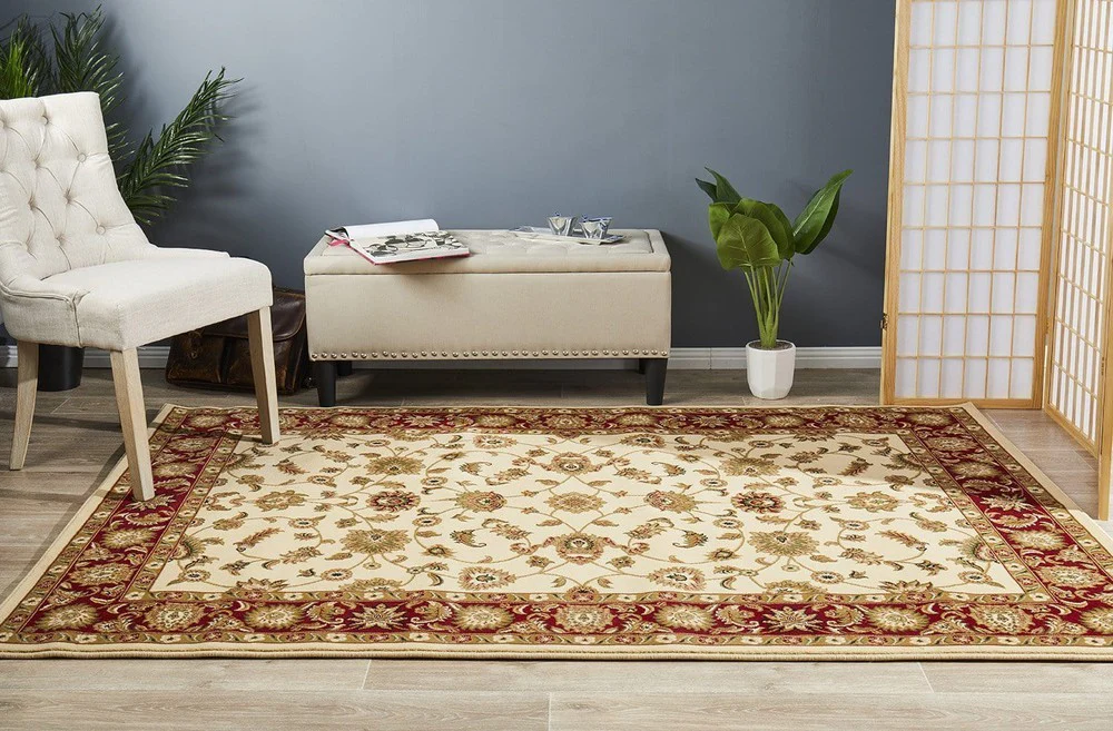 Sydney Classic Rug Ivory with Red Border - Image 3