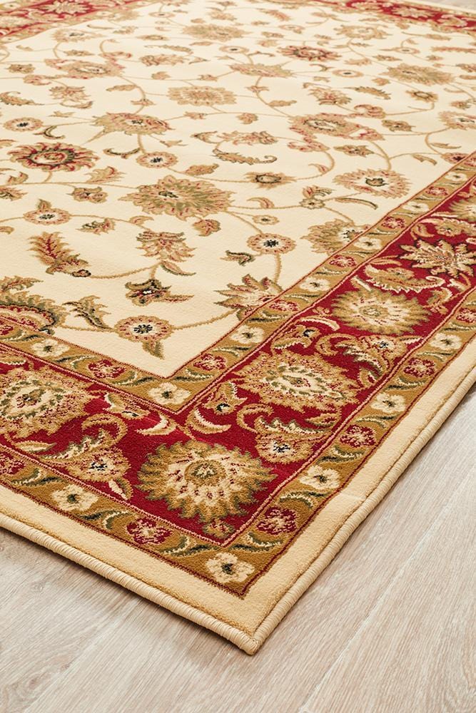 Sydney Classic Rug Ivory with Red Border - Image 4