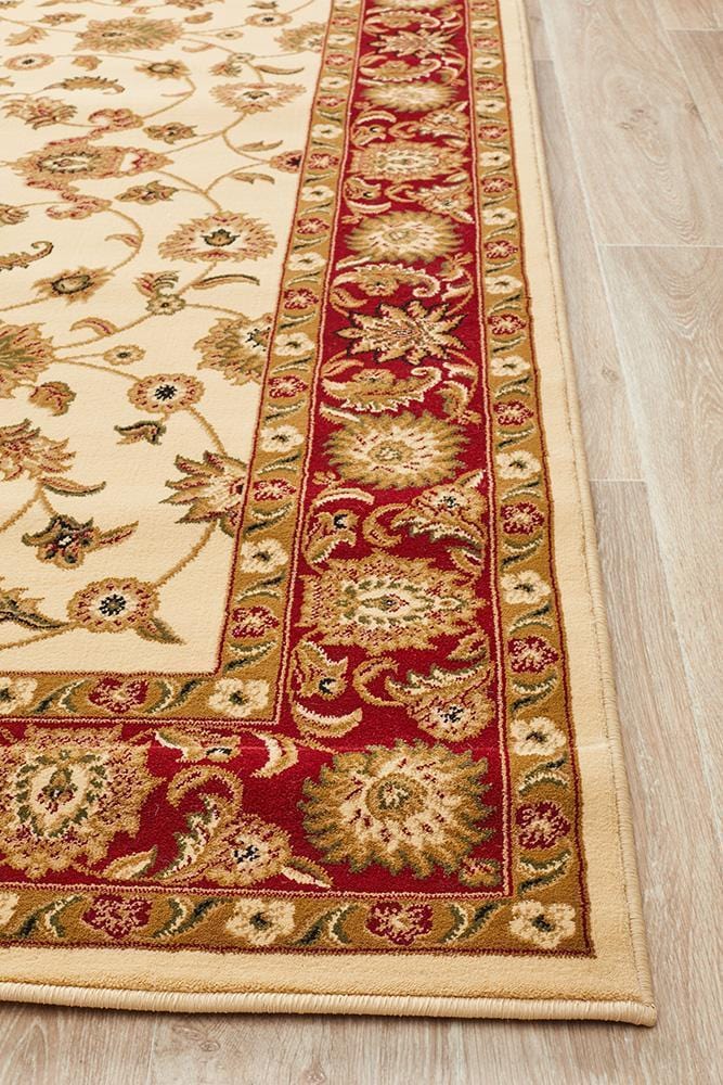 Sydney Classic Rug Ivory with Red Border - Image 5