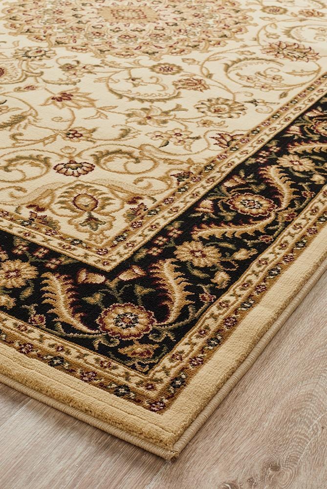 Sydney Medallion Rug Ivory with Black Border - Image 4